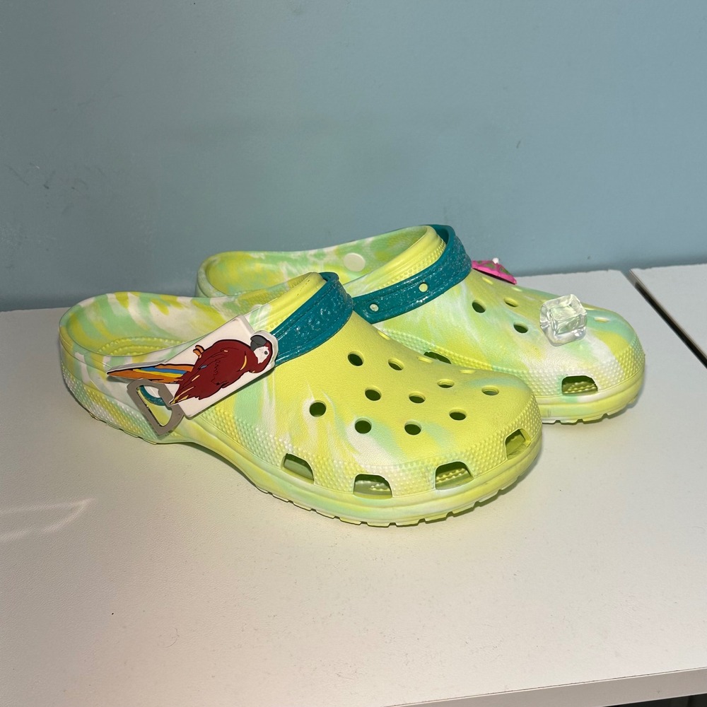 Crocs Margaritaville Classic Clog Lime Green Marble Mens 10 Womens 12 Jibbitz